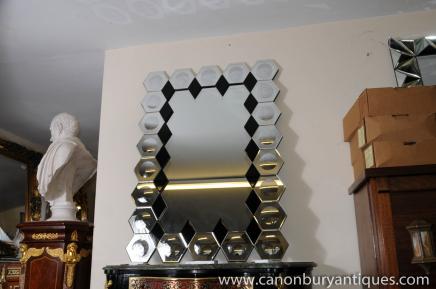 Art Deco Glass Pier Mirror Hexagonal Frame 